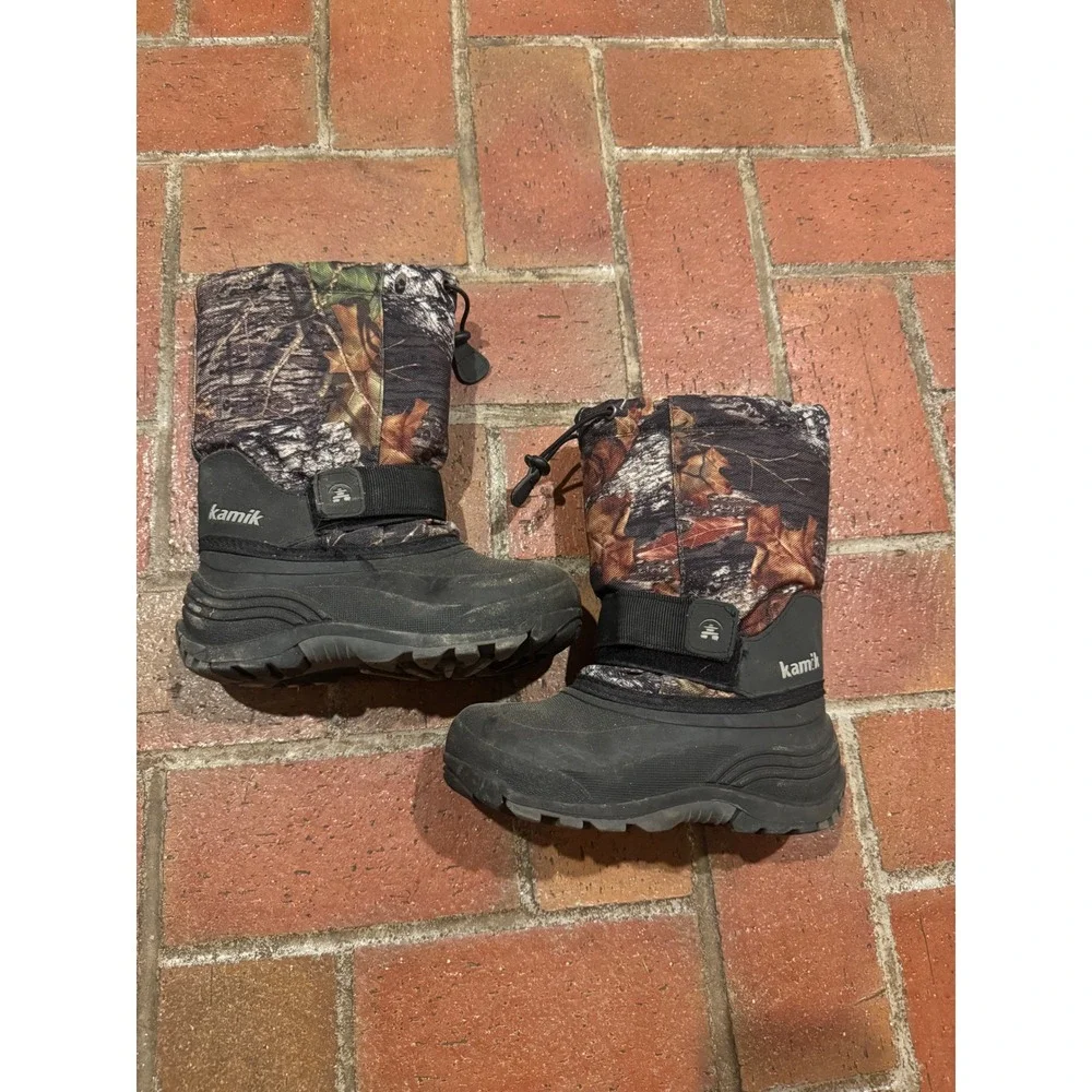 Kamik Kids Camo Snow Boots‎ Size 13 Realtree Camouflage Winter Insulated Black